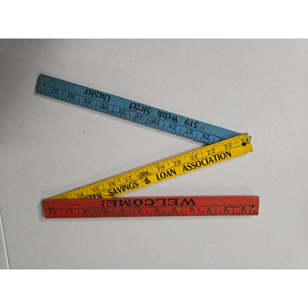 Vintage Advertising Folding Ruler Lot‎ Savings & Loan Chester Collectible